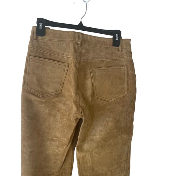 Jou Jou‎ Skins Size 7/8 Waist 28 Vintage 90's Suede Leather Tan Pants - Picture 4 of 9